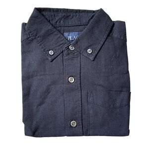 The Children’s Place Black Cotton Button Down Shirt NWT Medium‎ Size 7-8
